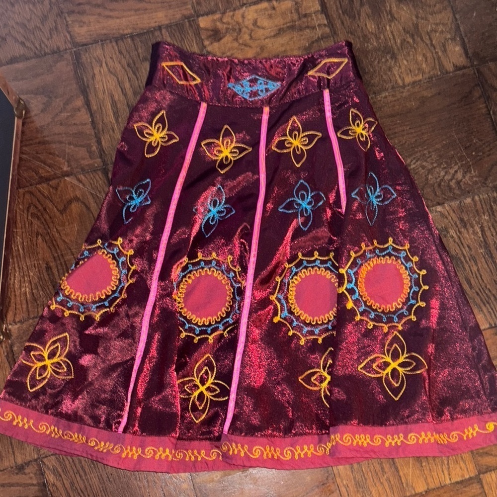 Embroidered Burgundy Skirt